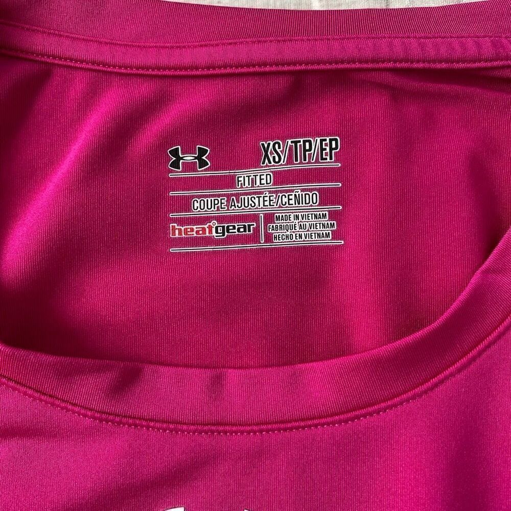 Under armour women XS fitted heat gear Longsleeve scoopneck top pink/white - Picture 6 of 10